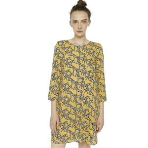 Compania Fantastica Zebra Print 3/4 Sleeve Mini Dress Whimsical Colorful Cotton
